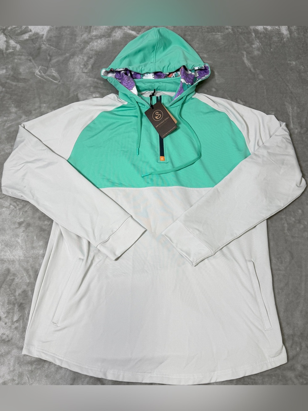 Swannies Golf Logan Hoodie Cactus Quarter Zip Pullover Floral Men's XL NWT
